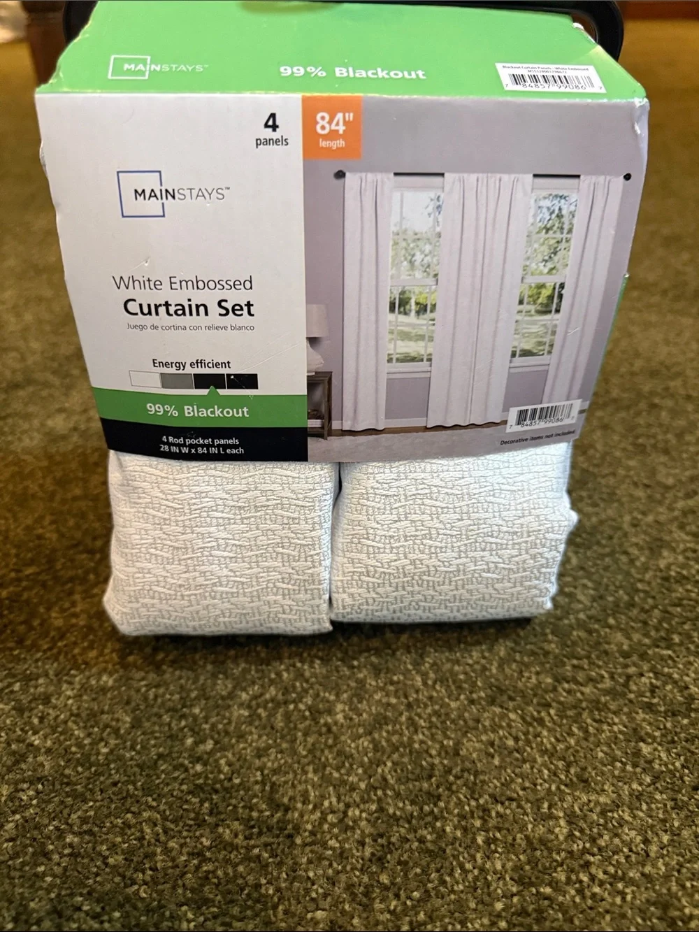 Mainstays White Embossed Blackout Curtain Panels - 4 Pack